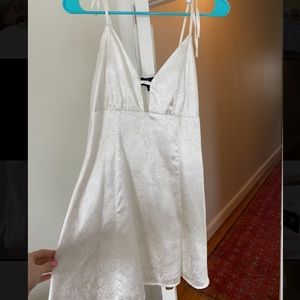 Lulus satin white mini dress with tie straps